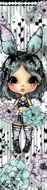 Free kawaii bookmark featuring a girl with bunny ears in a white theme